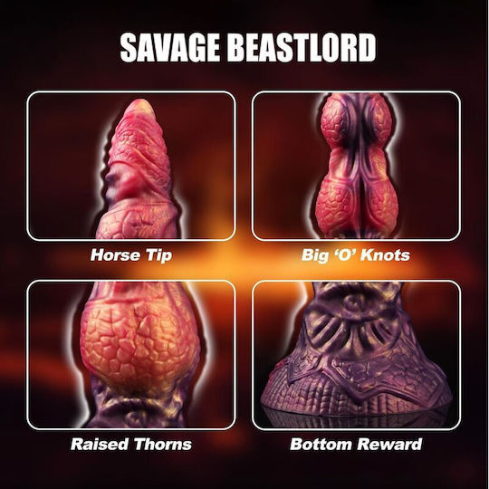 Power Monsters Savage Beastlord Tricolor Fantasy Dildo With Suction Cup Purple