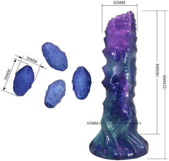 Power Monsters Duskwalker Sentinel Tricolor Dildo Φουσκωτό Μπλε