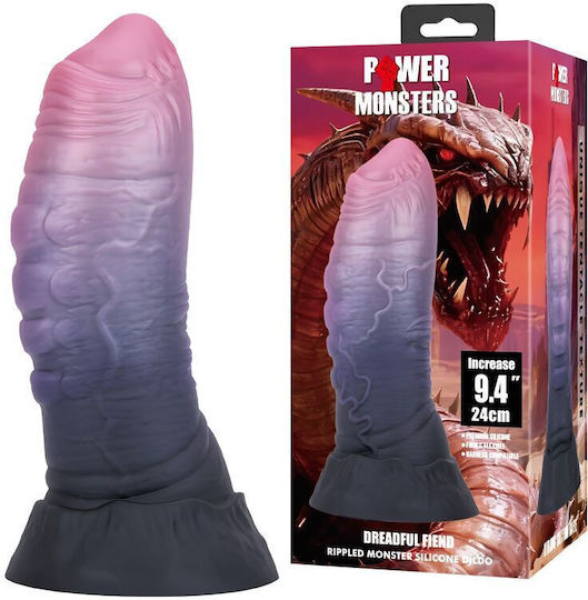 Power Monsters Dreadful Fiend Bicolor Fantasy Dildo με Βεντούζα Ροζ