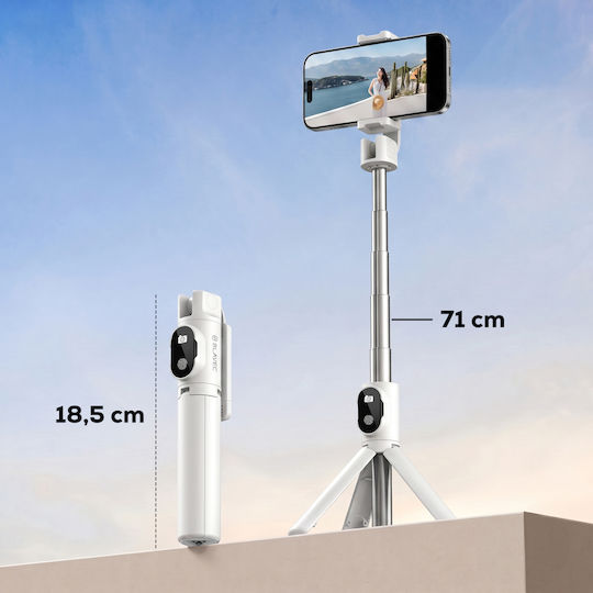 Blavec P-02 Selfie Stick Trepied Pentru Telefon Mobil Telecomandă Bluetooth Alb