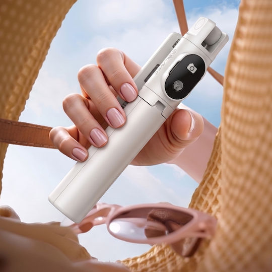 Blavec P-02 Selfie Stick Trepied Pentru Telefon Mobil Telecomandă Bluetooth Alb