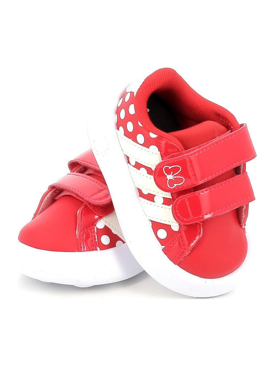 Grand Court Kids Sneakers with Hoop & Loop Closure Red