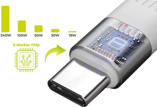 Mobile Origin Geflochtenes USB Typ-C Kabel Keychain USB 2.0 Video Kabel USB-C männlich - USB-C 240W PD Weiß 0,13m