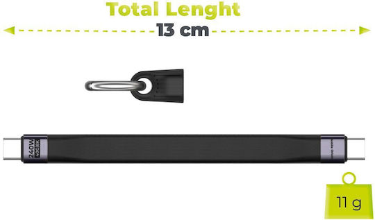 Mobile Origin Braided / Flat / Keychain Cablu Video USB-C Tată - USB-C 240W PD Negru 0.13m MO-UK-CB17-BLK