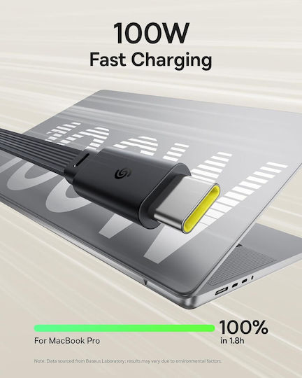 Baseus Nomos Power Data Cable Retractable Usb Type-c To Usb Type-c 100w 1.5m Black
