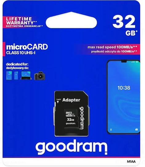 GoodRAM M1AA microSDHC 32GB U1 UHS-I 60MB/s με αντάπτορα