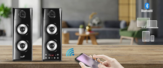 Genius SP-HF2800 BT Kabellose Computerlautsprecher 2.0 mit Bluetooth und Leistung 60W in Schwarz Farbe