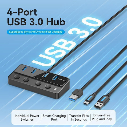 Vention Hub 4 Θυρών USB 2.0 με σύνδεση USB-A / USB-C