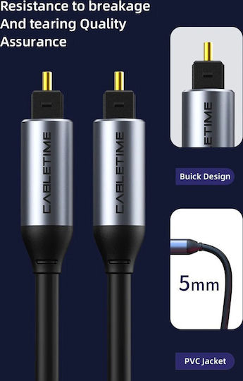 Cabletime Optical Audio Cable TOS Male - TOS Male Black 3m (CT-AV380-P04GN)