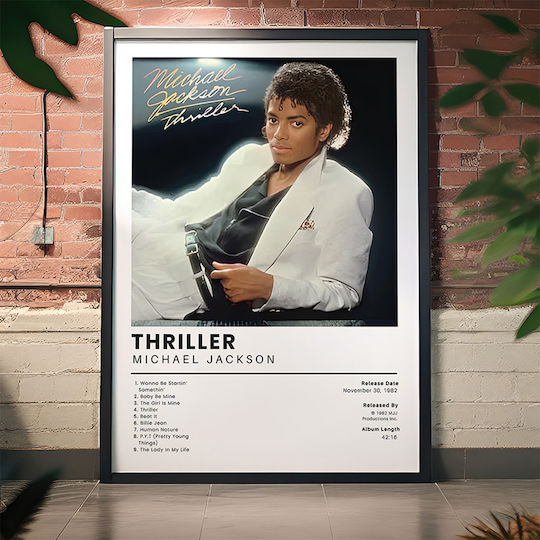 Music Poster Thriller Michael Jackson Ms565 21cm X 30cm Μαύρη Ξύλινη Κορνίζα-71780pd159067f55321