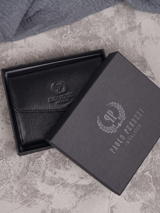 Kleines Leder Damenbrieftasche mit RFID Schwarz