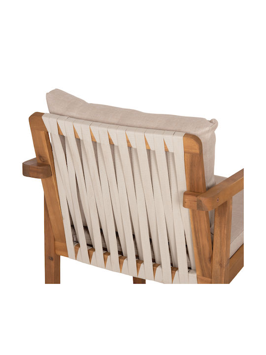 Set de Masă pentru Exterior 7 Piese Natural cu Perne