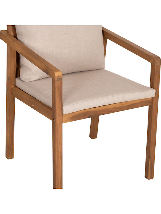 Set de Masă pentru Exterior 7 Piese Natural cu Perne