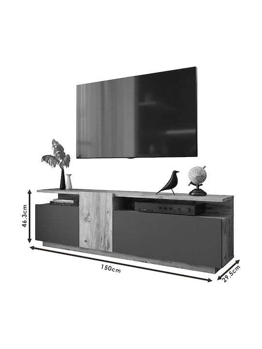 TV Stand Elana White L150xW29.5xH46.3cm
