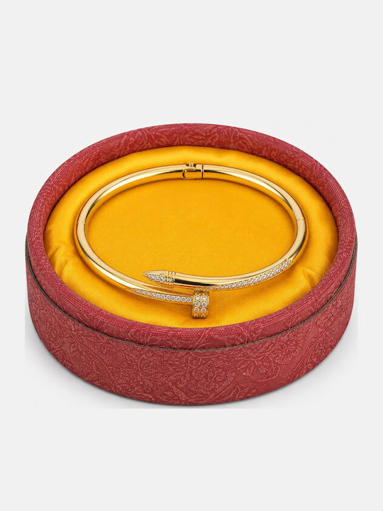 Velve Brățară Pentru Femei Tip Cuff Din Oțel Plăcat Cu Aur Cu Zircon 5.8cm