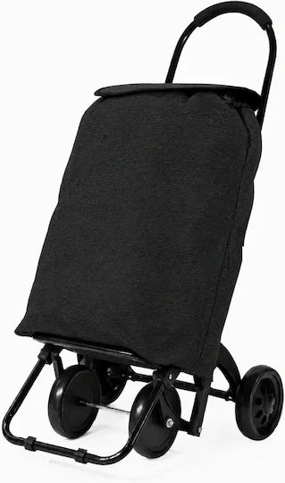 Metallic Shopping Trolley Foldable Black 35x55x20cm