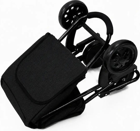 Metallic Shopping Trolley Foldable Black 35x55x20cm