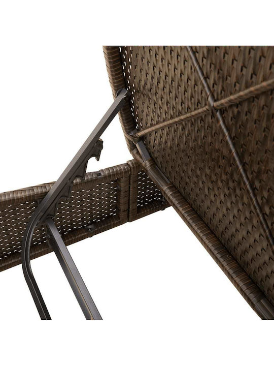 Șezlong Dublu Rattan Cu Pernă Maro 110x178cm