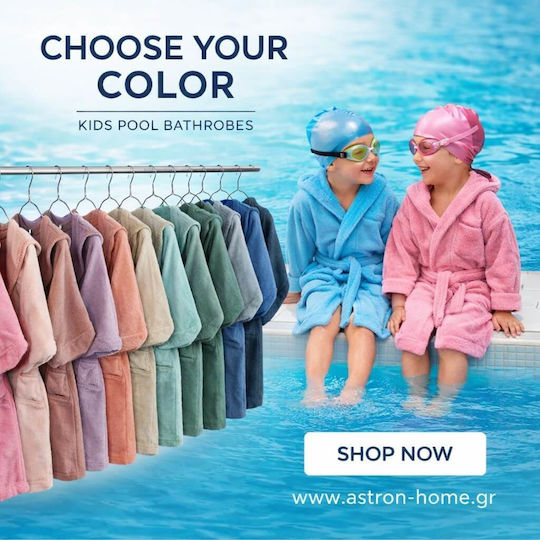 Astron Italy Kinderbademantel Petrol Blau mit Kapuzen-