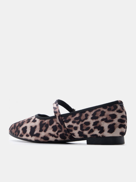 Damen Ballerinas Spitz zulaufend Mit Riemen Animal