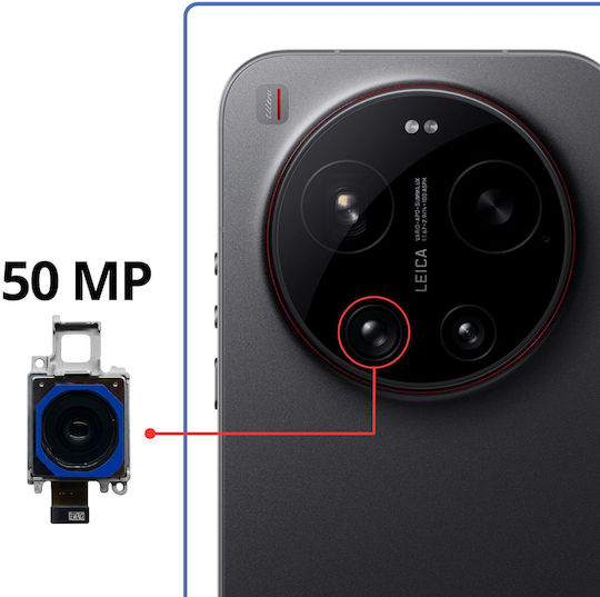 Clappio Резервна Задна Камера Xiaomi 17 Ultra 50MP Широкоъгълна Черна Синя