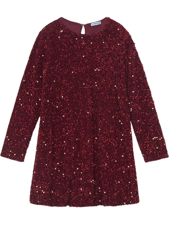Mädchenkleid Langärmelig Samt Rosa