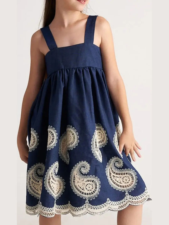 Girls Sleeveless Denim Dress Set with Coat and Accessories Denim