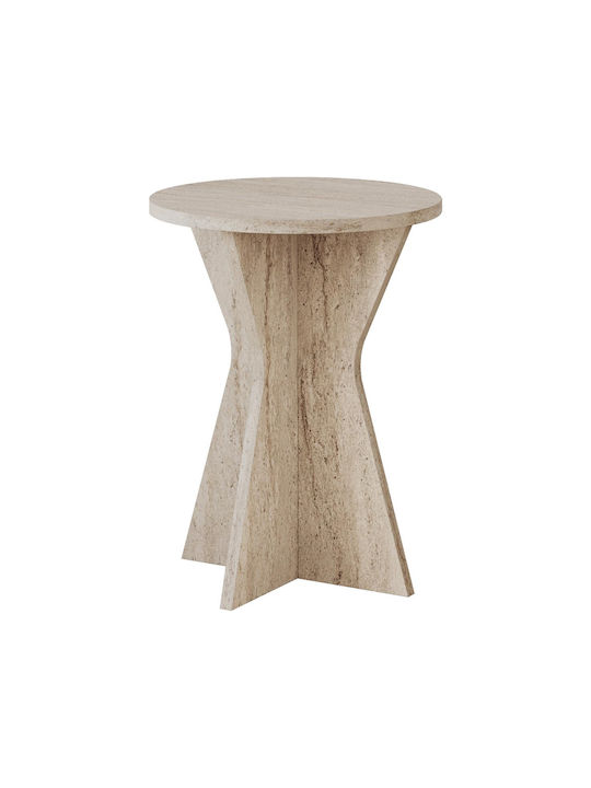 Кръгла Странична Маса Дървена Travertine Ш40xД40xВ51.8см.