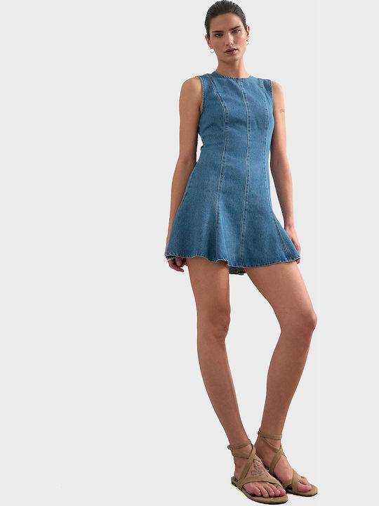 Sommer Mini Denim Kleid Blau