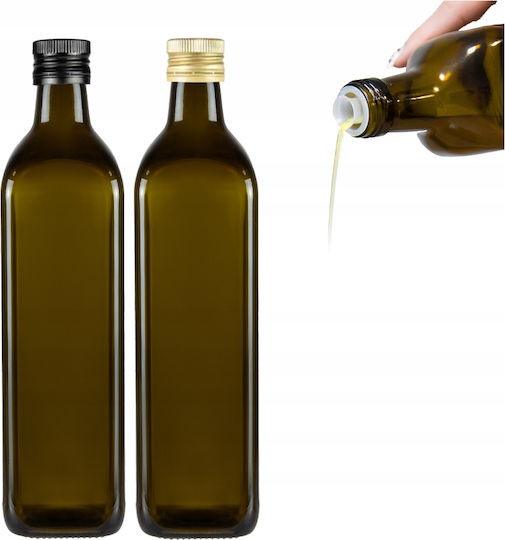 Bimberek Δοχείο Λαδιού Γυάλινο με Ροή 750ml ΜΑΥΡΟ