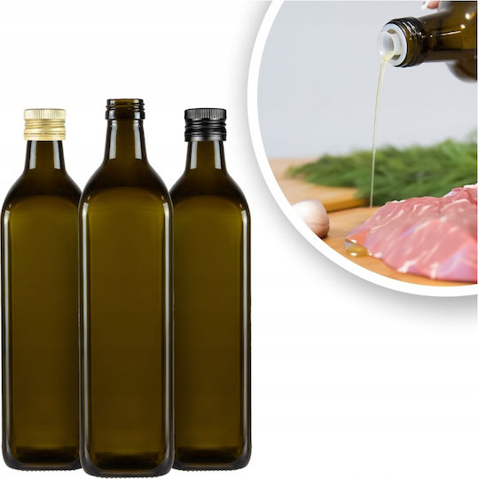 Bimberek Δοχείο Λαδιού Γυάλινο με Ροή 750ml ΜΑΥΡΟ