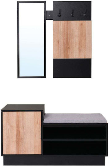 Leco Flurmöbel & Aufbewahrung mit Spiegel Schwarz 100x40x180cm E832,1 Leco Flurmöbel & Aufbewahrung mit Spiegel Schwarz 100x40x180cm E832,1