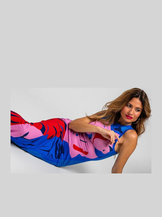 Sommer Maxi Damenkleid Rosa und Rote
