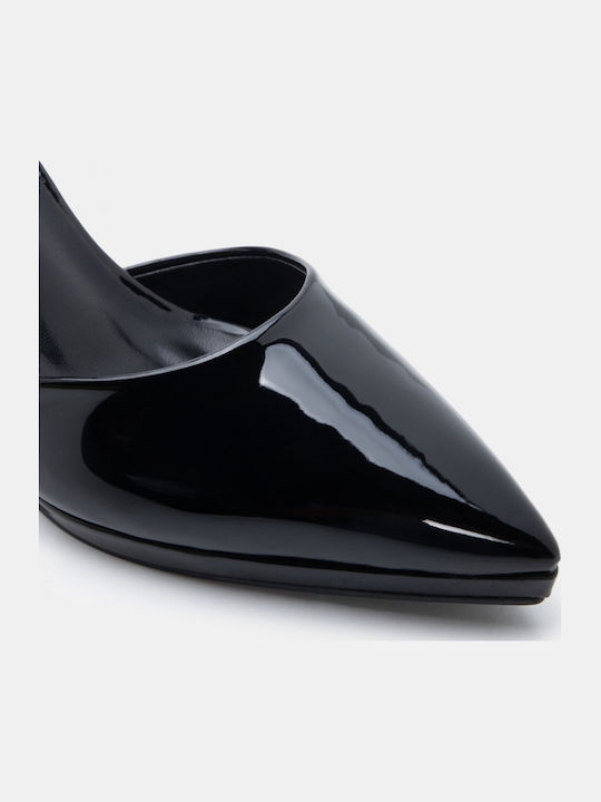 Spitze Zehen Pumps mit Riemen & Niedrigem Absatz Schwarz