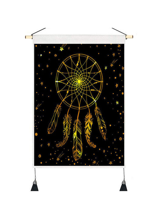 FRIPIA Tapiserie Decorativă Lucrată Manual Aurie din Țesătură 50x35cm