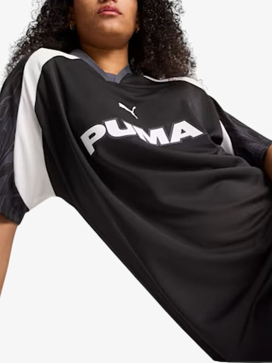 Лятна спортна рокля T-shirt с къс ръкав Черно / Бяло