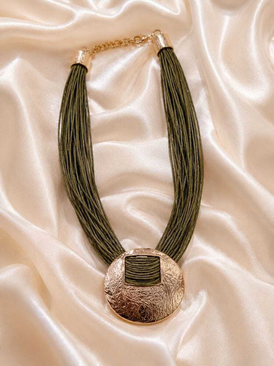 Liva Fashion Geometric Gold Plated Green Necklace