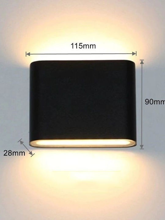 Lumină De Perete Exterior Led C30 Putere 6w A+ Rezistent La Apă Și Praf Alb Cald 3000k Aluminiu Negru