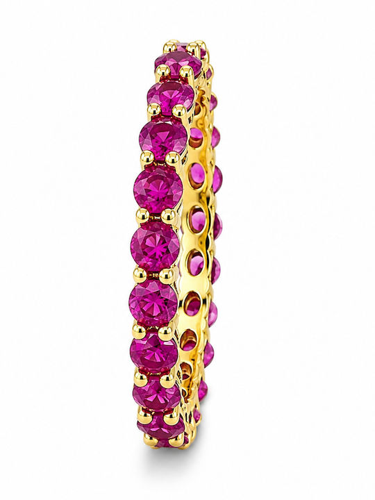 Verita Women's Eternity Band Ring with Zircon in Gold Plated Silver