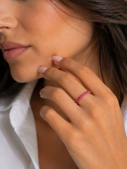 Verita Women's Eternity Band Ring with Zircon in Gold Plated Silver