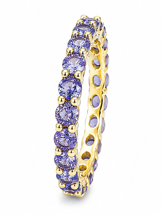 Verita Women's Eternity Band Ring with Zircon Made of Gold Plated Silver