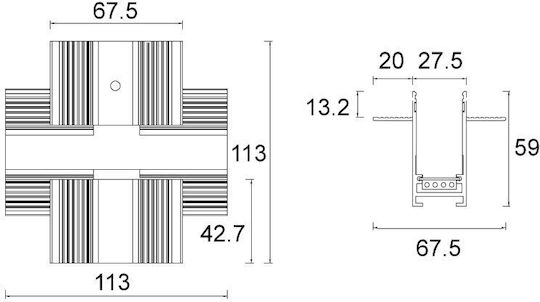 Cross Corner Magnetisches Mini-Einbauleuchte Sandy Weiß 1 Stück