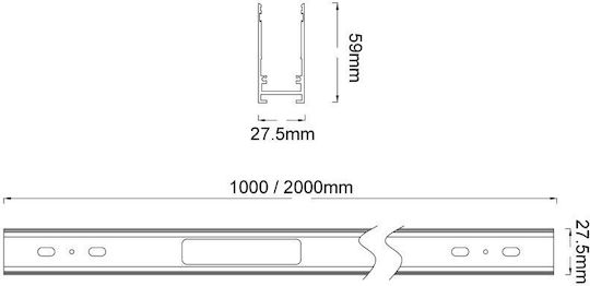 Magnetische Wandmontierte Schiene Mini Track Oberfläche 2c Sandfarben Weiße dali 1m