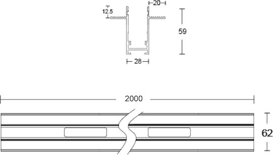 Magnetische Eingelassene Schiene Mini Track M-recessed 2c S Weiße dali 2m