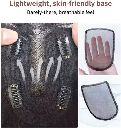 Damen Topper Toupé Kopfhaut Menschliche Haare Dunkle Kastanienbraune Lockige Locken 12 Zoll