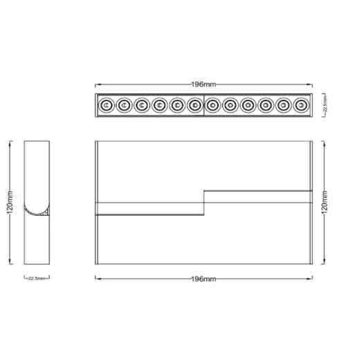 Baris Light LED Commercial Linear Ceiling Lighting 16W Natural White 34cm