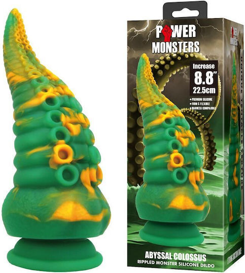 Power Monsters Dildo με Βεντούζα Πράσινο