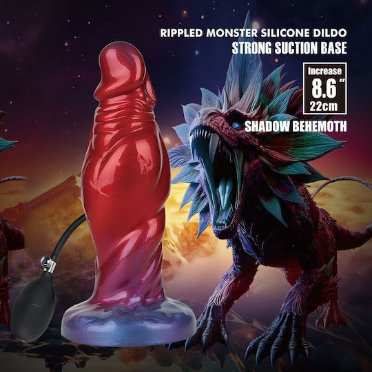 Power Monsters Dildo Φουσκωτό με Βεντούζα Κόκκινο