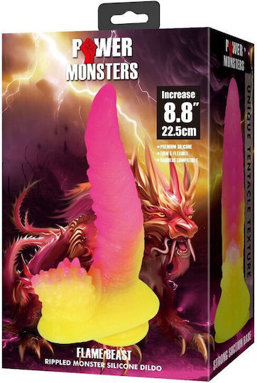 Power Monsters Dildo με Βεντούζα Ροζ