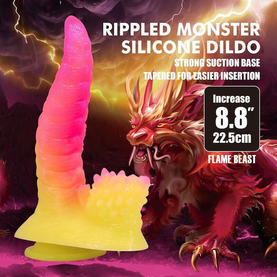Power Monsters Dildo με Βεντούζα Ροζ